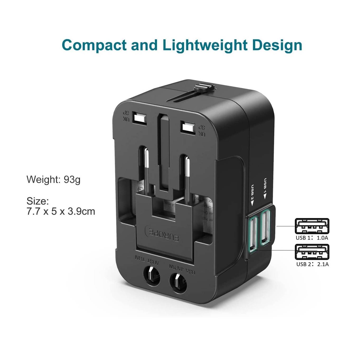 Jihaan Travel Adapter Worldwide All in One International Power Adapter Worldwide Adaptor