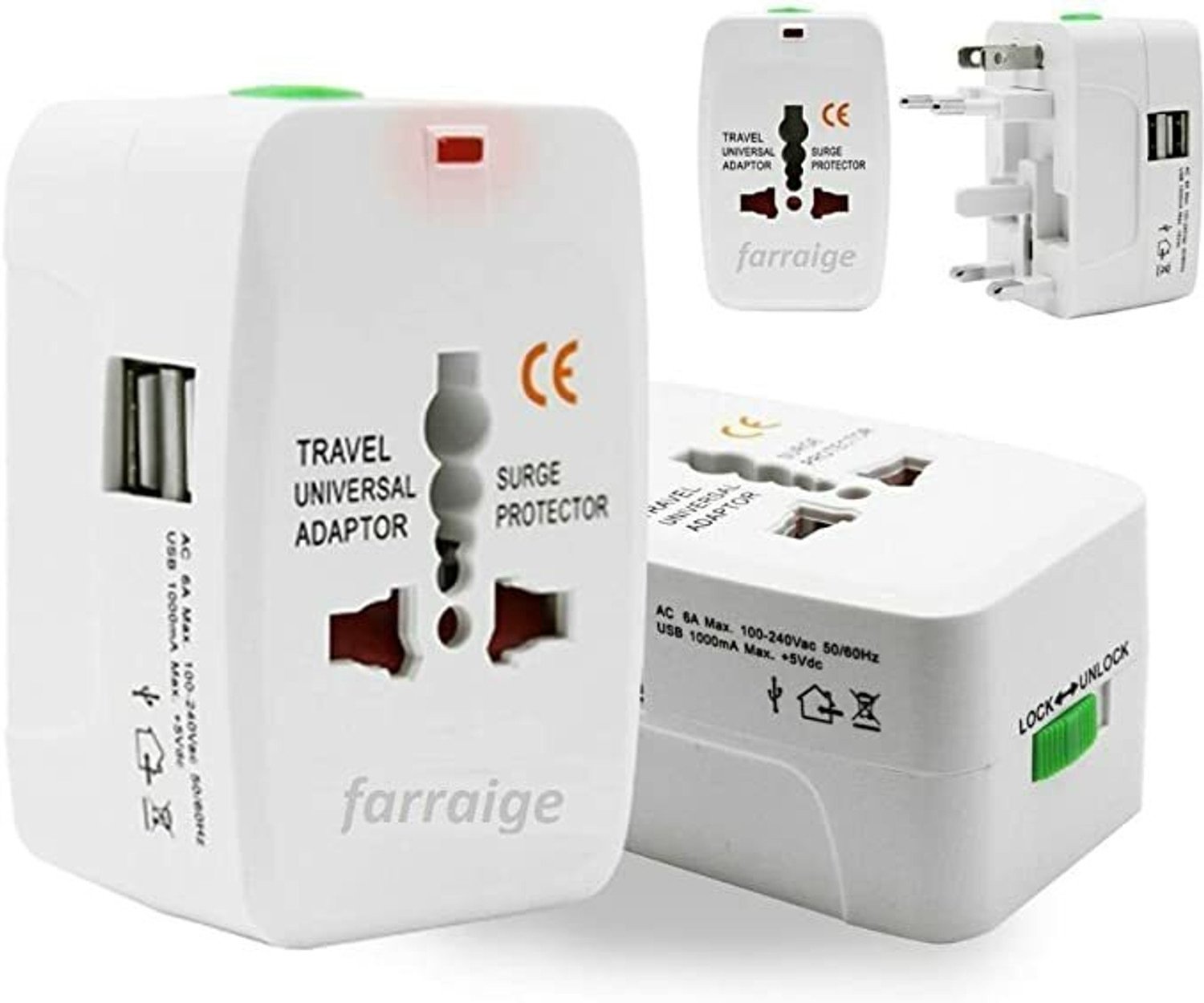 Image of Rhydin All in One USB Universal Worldwide Travel Adapter Plug for Laptops, Cameras Worldwide Adaptor