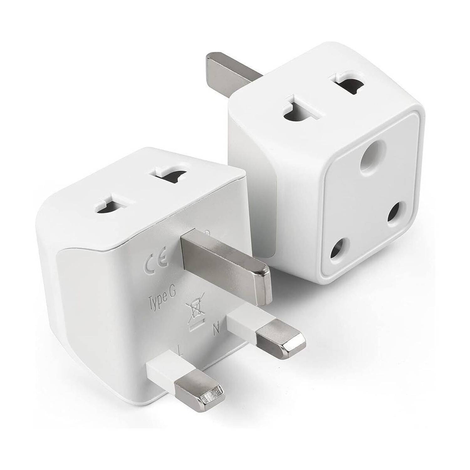 Ceptics India to UK, UAE, Ireland Travel Adapter, Type D to Type G, 2 Pack, CE Certified Worldwide Adaptor