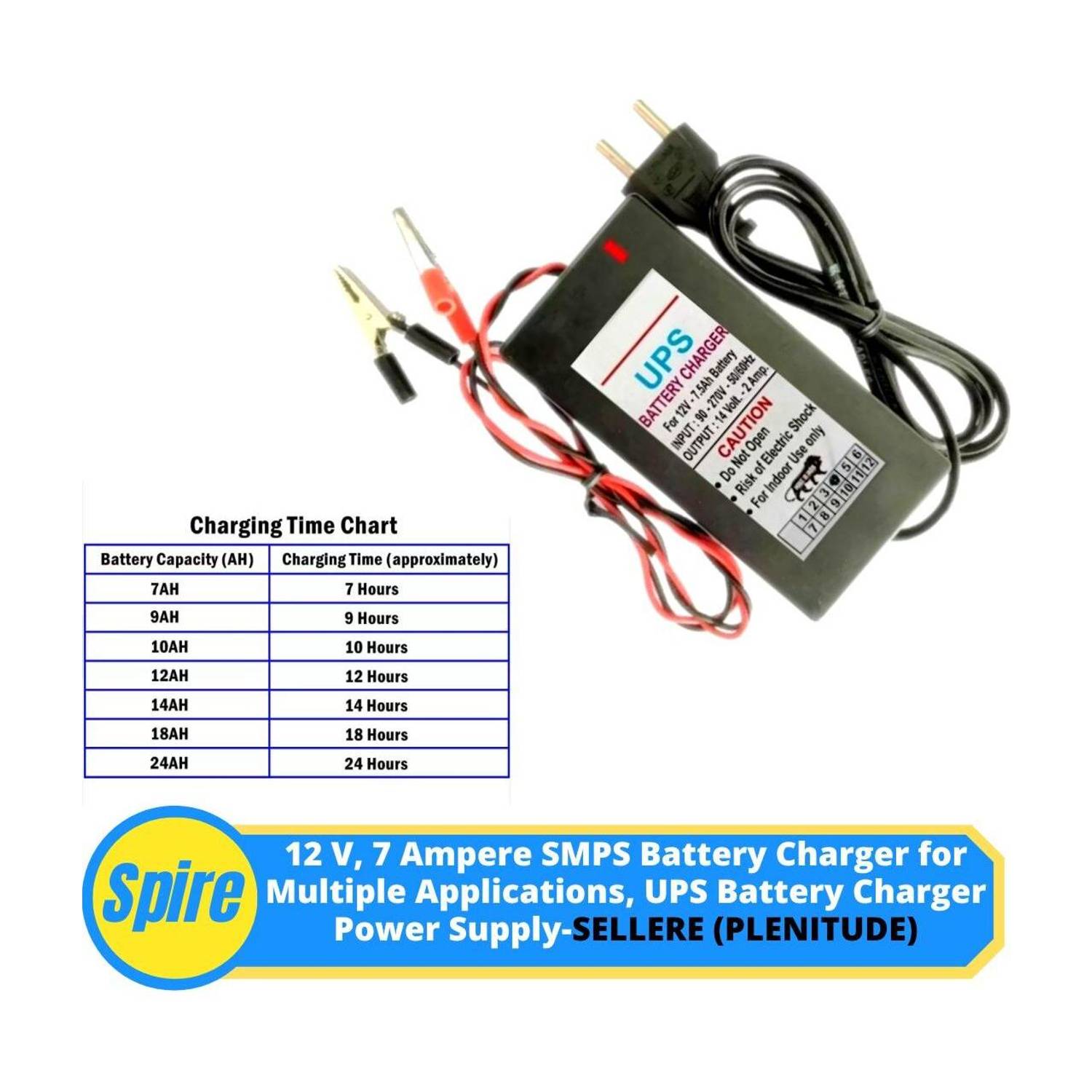 Spire 7 Amp Battery Charger. power adapter for 12 volt battery Worldwide Adaptor