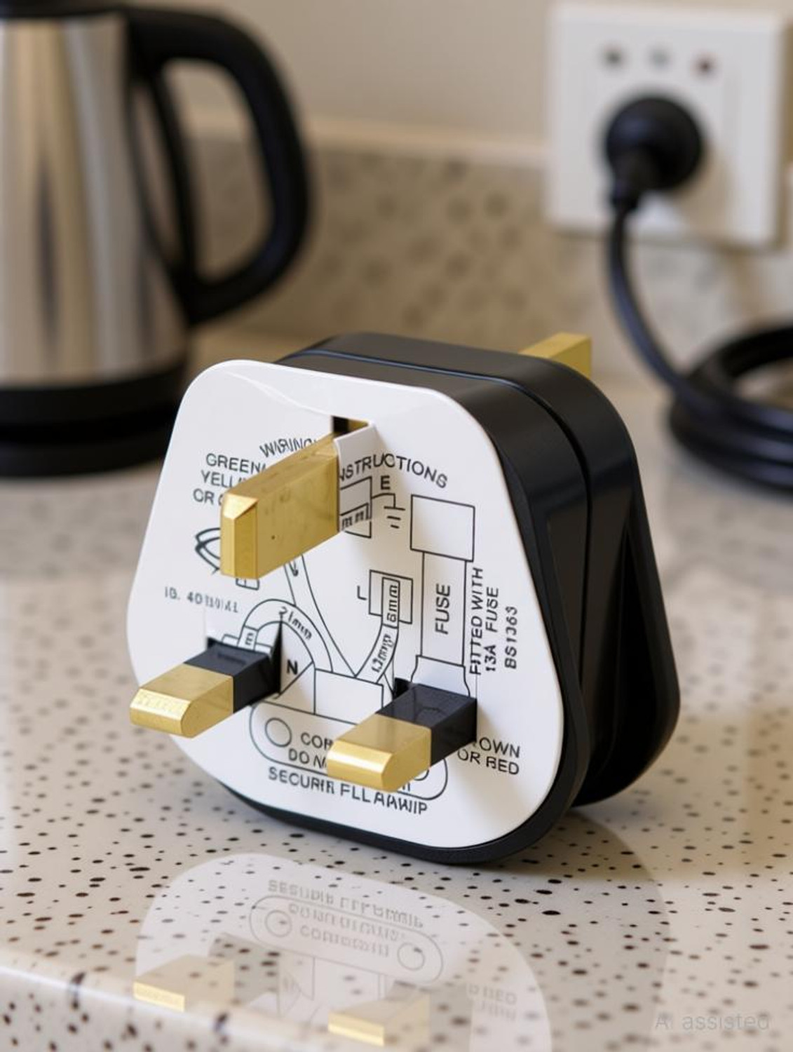 Image of WOWSOME UK Type Flat Pin Universal 3 Pin 13 AMP Plug Appliance Power cord Socket Adapter with Fuse Three Pin Plug
