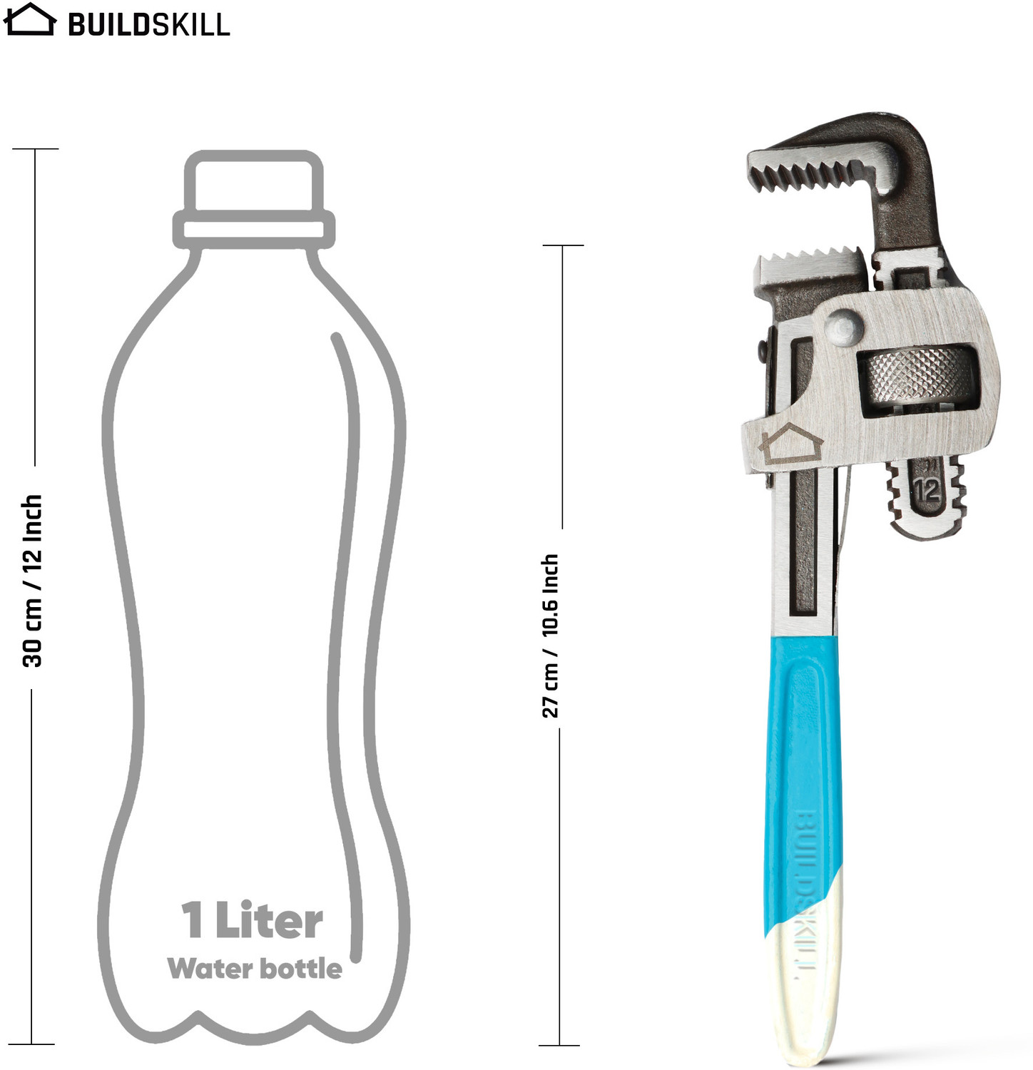 Image of BUILDSKILL B1273-12 Home Professional Drop Forged High Quality Single Sided Pipe Wrench