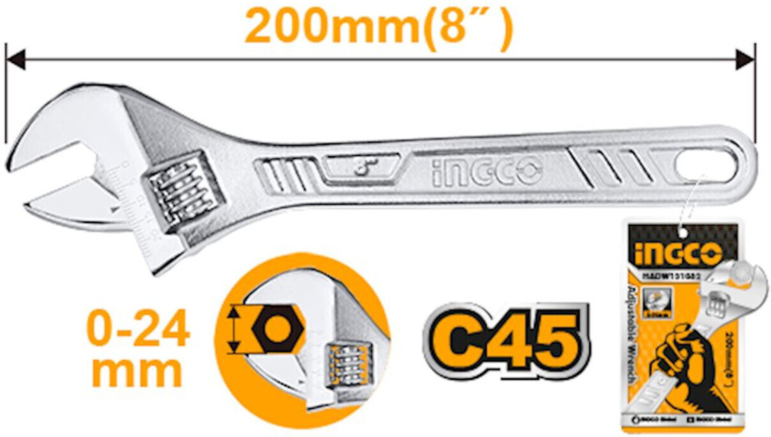 Image of INGCO HADW131082 Single Sided Rachet Wrench
