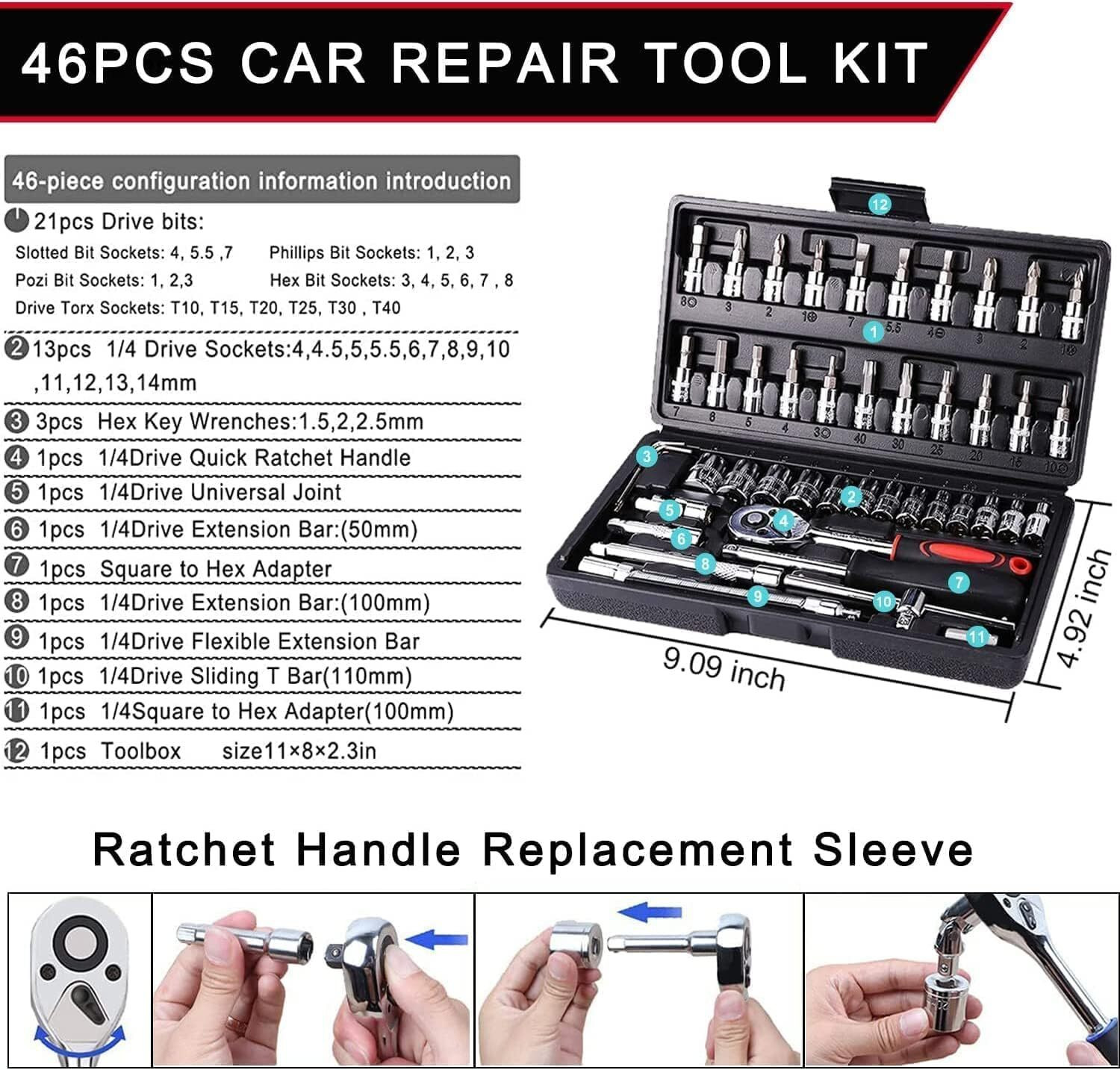 Image of CHICAGOZONE 46 In 1 Pcs Torx Tool Kit & Screwdriver Long Handle Screwdriver Set