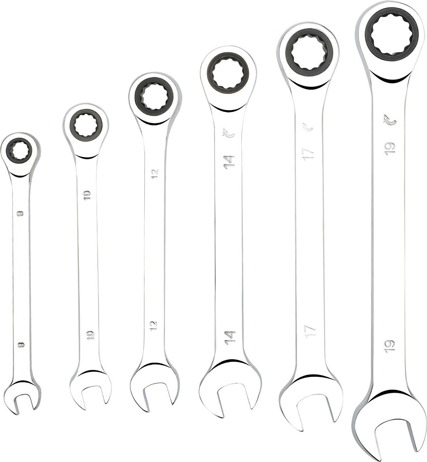 Image of Gadariya King 7PC Heavy duty Mirror doal Uses Ratchet set (8.10.12.13.14.17.19)mm Spanner Set Of Keys Gear Ring Handle Chrome Vanadium Double Sided Combination Wrench (Pack of 1)