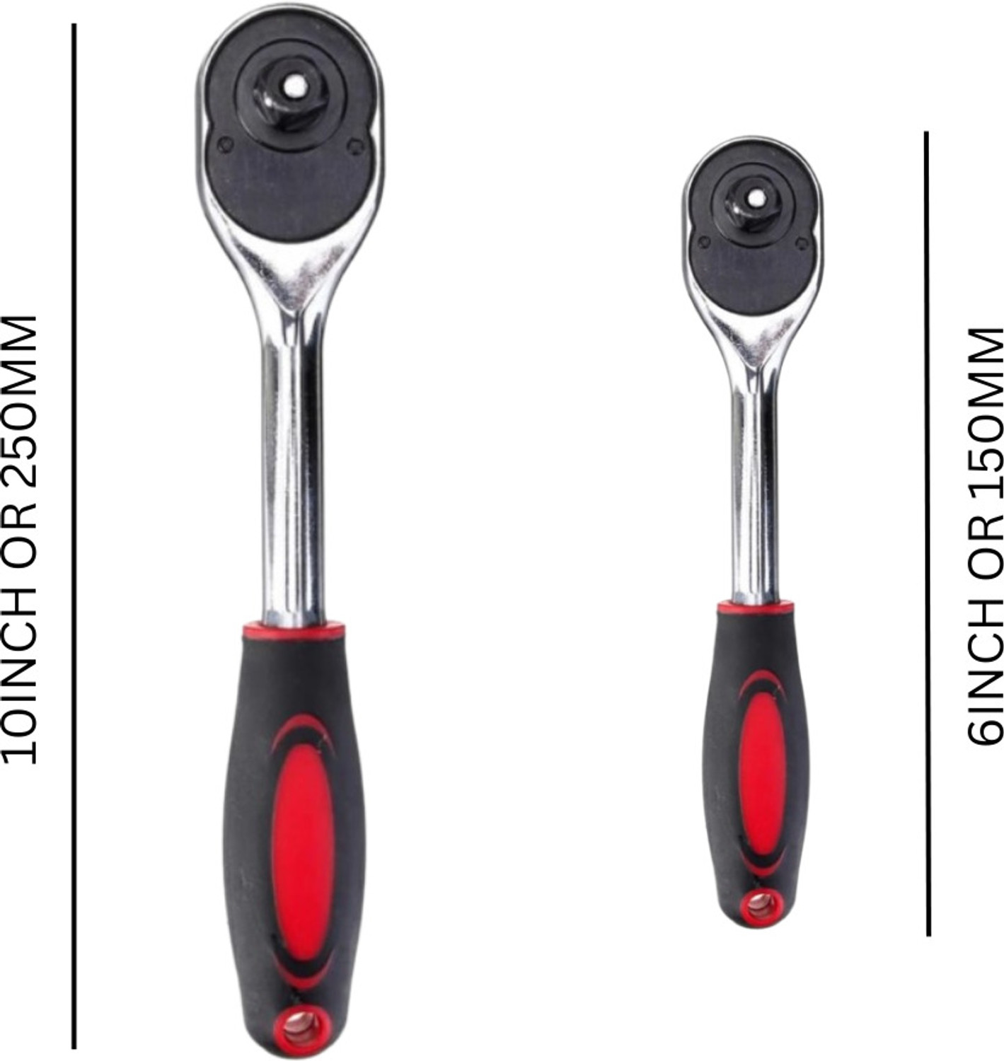Image of High Q COMBO OF HIGH QUALITY QUICK RELEASE 1 /2 & 1 /4 INCH SQUARE DRIVE RATCHET HANDLE | SINGLE SIDED 10 INCH & 6 INCH LONG RACHET HANDLE OF 1 /2 & 1 /4INCH Single Sided Rachet Wrench