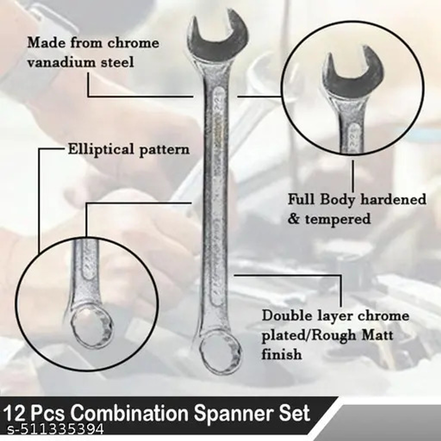 Image of ANTOOLS 12 PC Wrench Set 0I1 12 PC Wrench Set 0I1 Double Sided Combination Wrench