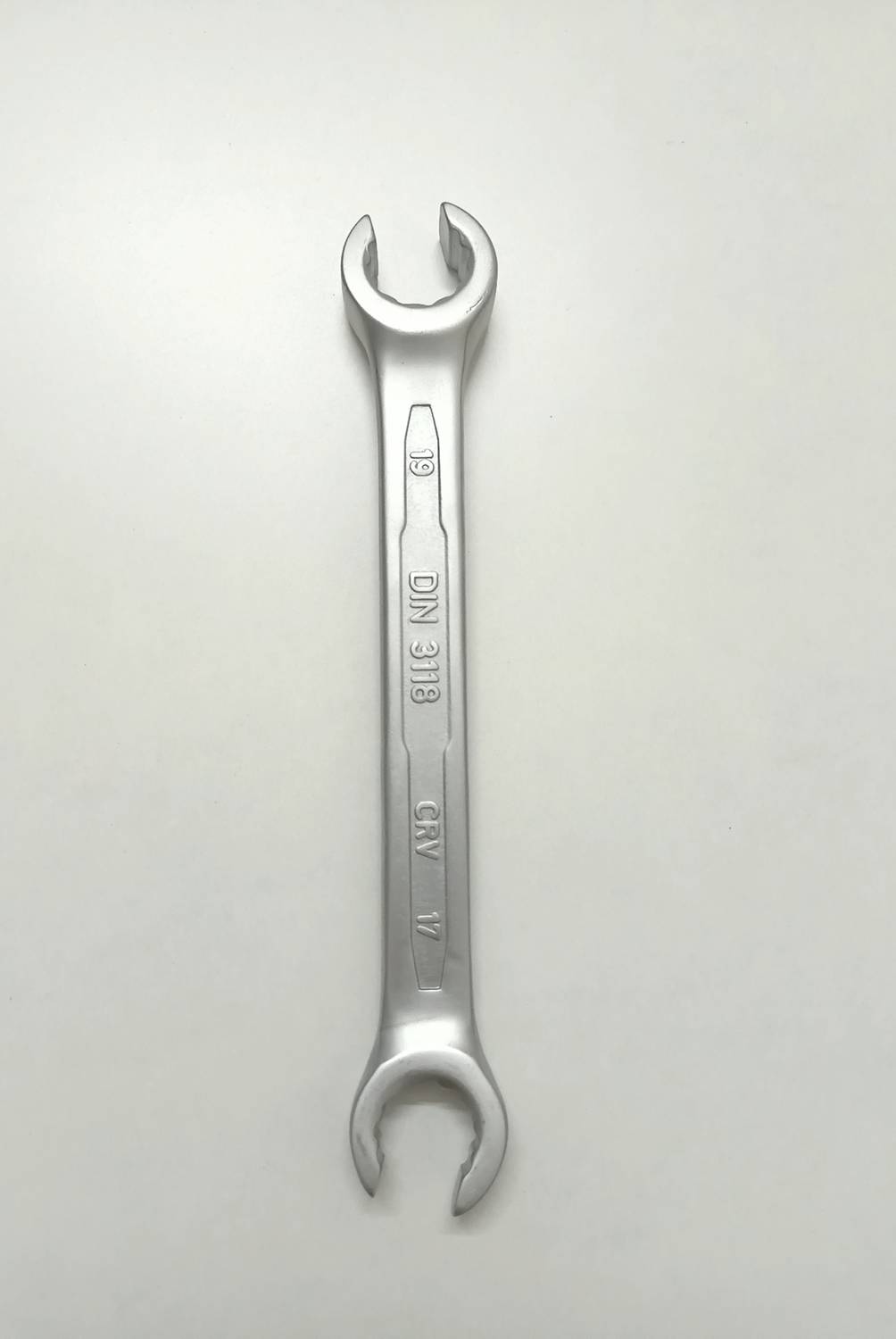4MECH Heavy Duty Hardened and Tempered Double Sided Flare Spanner (17x19 mm) Heavy Duty Hardened and Tempered Double Sided Flare Spanner (17x19 mm) Double Sided Open End Wrench
