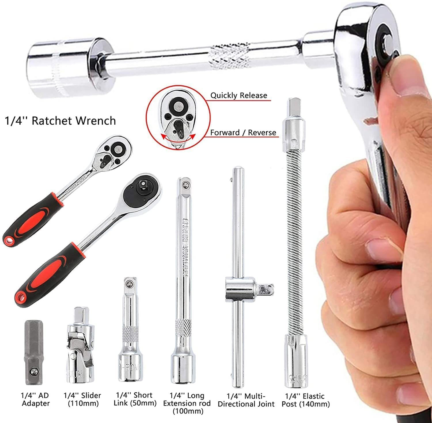 Image of enrics 46 in 1 Pcs Tool Kit & Screwdriver and Socket Set Multi Purpose Combination Tool Case Precision Socket Set Ratchet Screwdriver Set