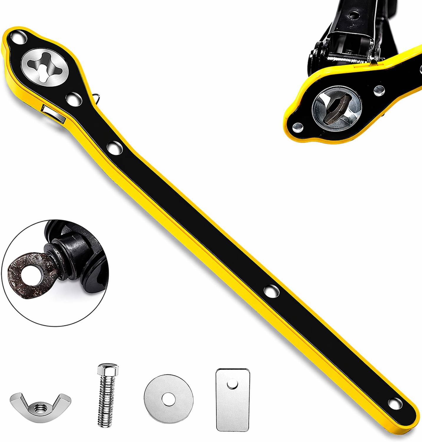 Avikam Universal Car Jack Ratchet Wrench, Scissor Jack Speed Handle Tire Changing Tool for Auto Repair & Emergency, Heavy Duty Labor Saving Lug Nut Wrench Single Sided Rachet Wrench