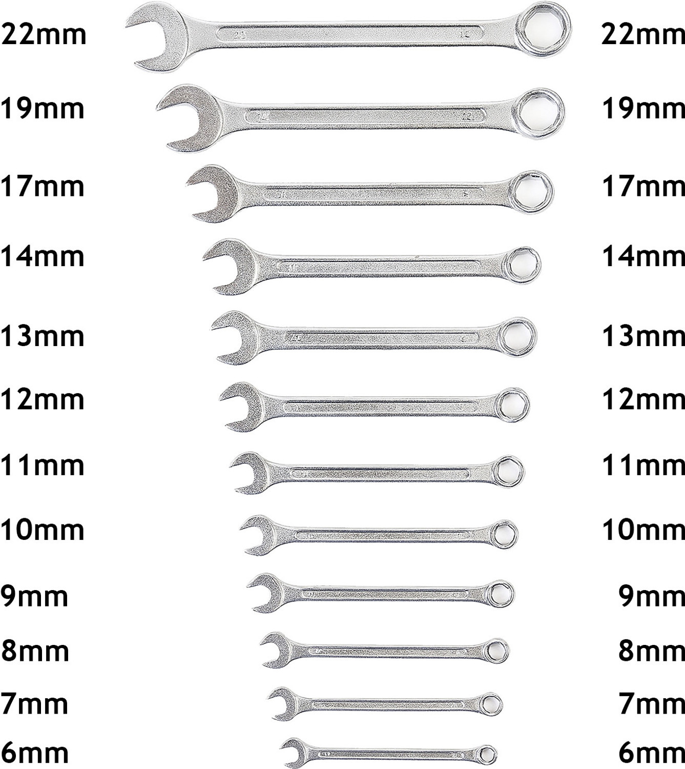 Image of tHemiStO TH-T26 Open Jaw and Ring Spanners CRV Double Sided Combination Wrench (Pack of 12)