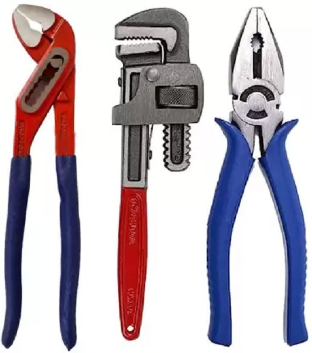 Image of One Stop Shop 10 inch Water Pump Plier+ 10 inch Pipe Wrench + 8 inch Plier Single Sided Pipe Wrench