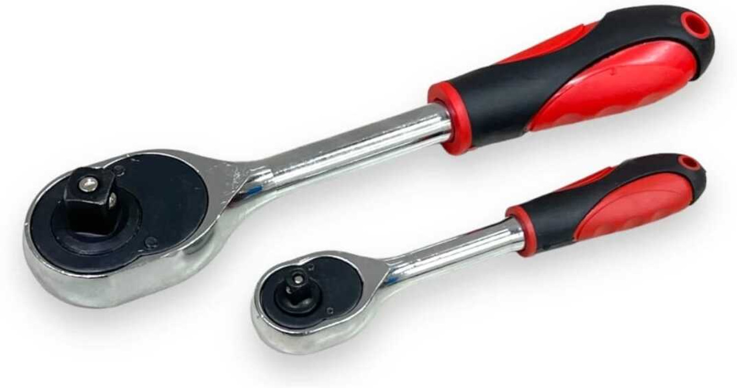 Image of High Q COMBO OF HIGH QUALITY QUICK RELEASE 1 /2 & 1 /4 INCH SQUARE DRIVE RATCHET HANDLE | SINGLE SIDED 10 INCH & 6 INCH LONG RACHET HANDLE OF 1 /2 & 1 /4INCH Single Sided Rachet Wrench