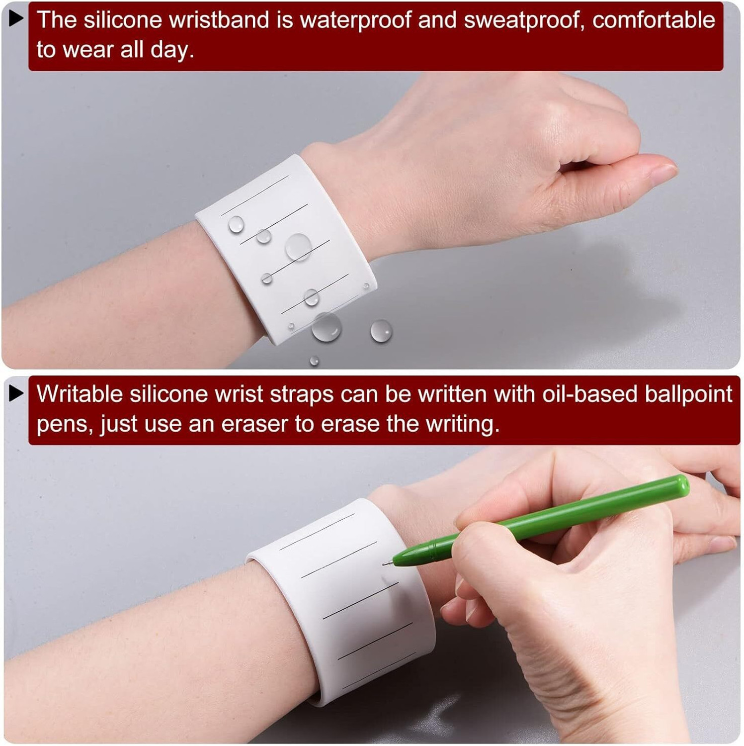 Image of TWINZEN 2Pcs Slap Silicone Reminder Bracelet, Reusable Wearable Wrist Notepad Boys & Girls