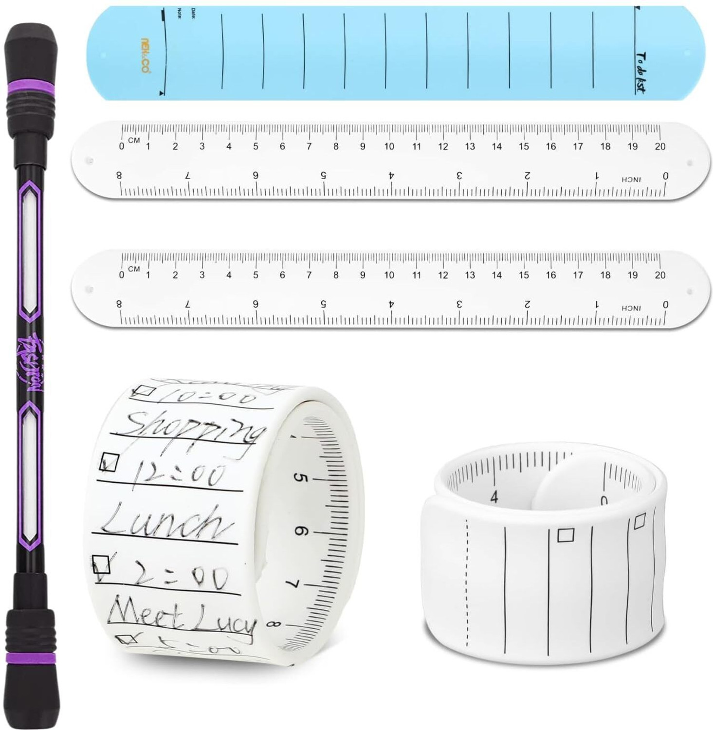 Image of TWINZEN 2Pcs Slap Silicone Reminder Bracelet, Reusable Wearable Wrist Notepad Boys & Girls