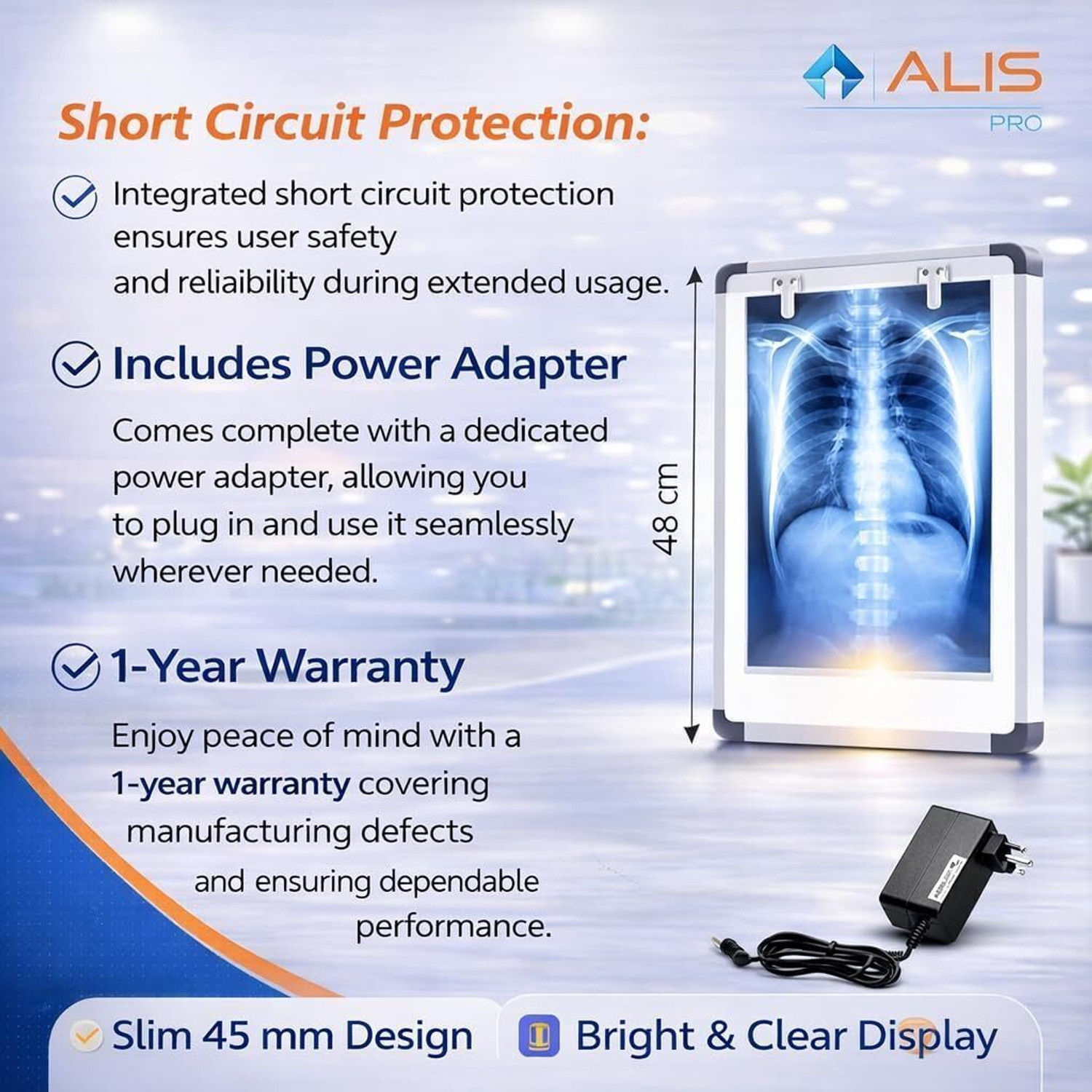 Image of alis X-Ray View Box Single Film 48x40 cm LED Viewer Medical Display Panel X-Ray Viewer