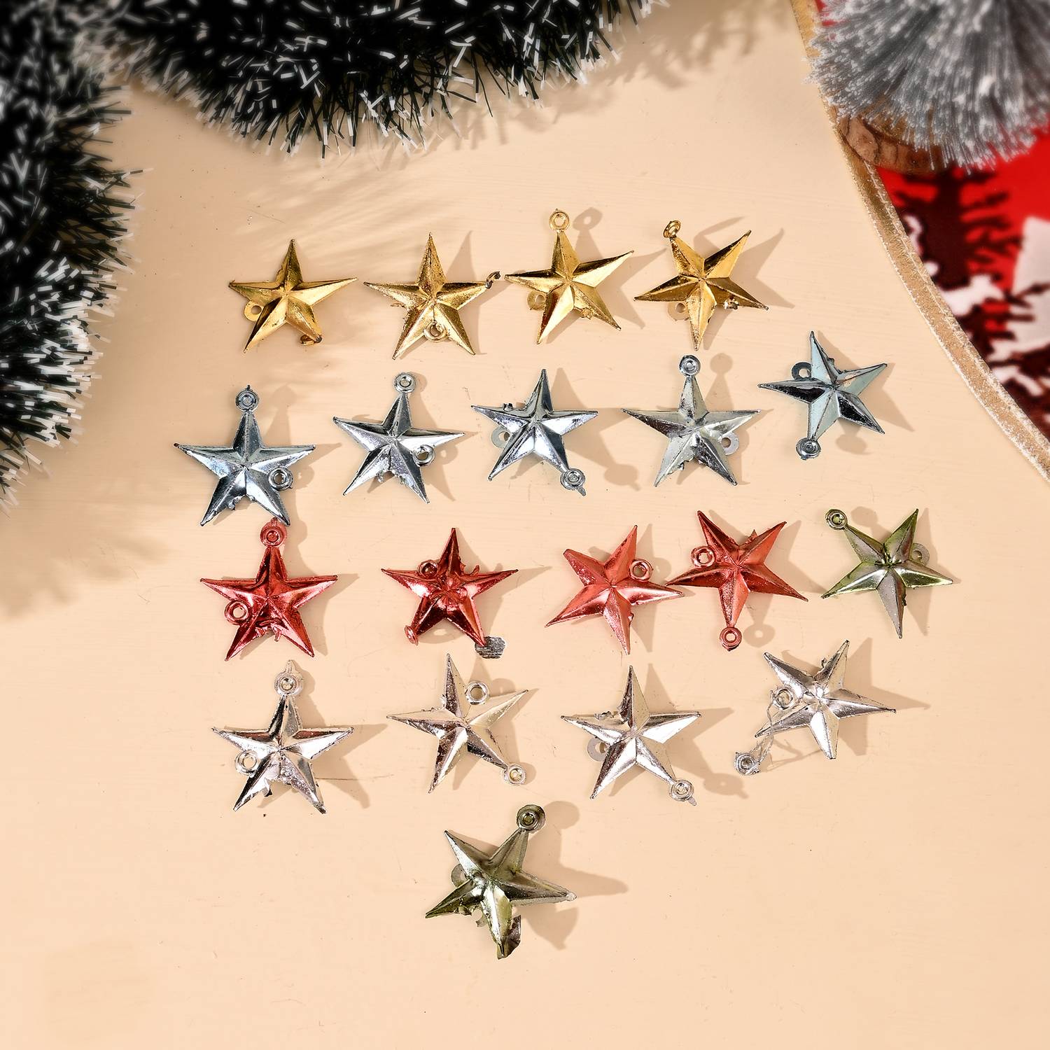 CraftVatika Hanging Stars for Xmas Tree Party Decoration (20 Pcs Multicolor) Hanging Star Pack of 20 deal from flipkart