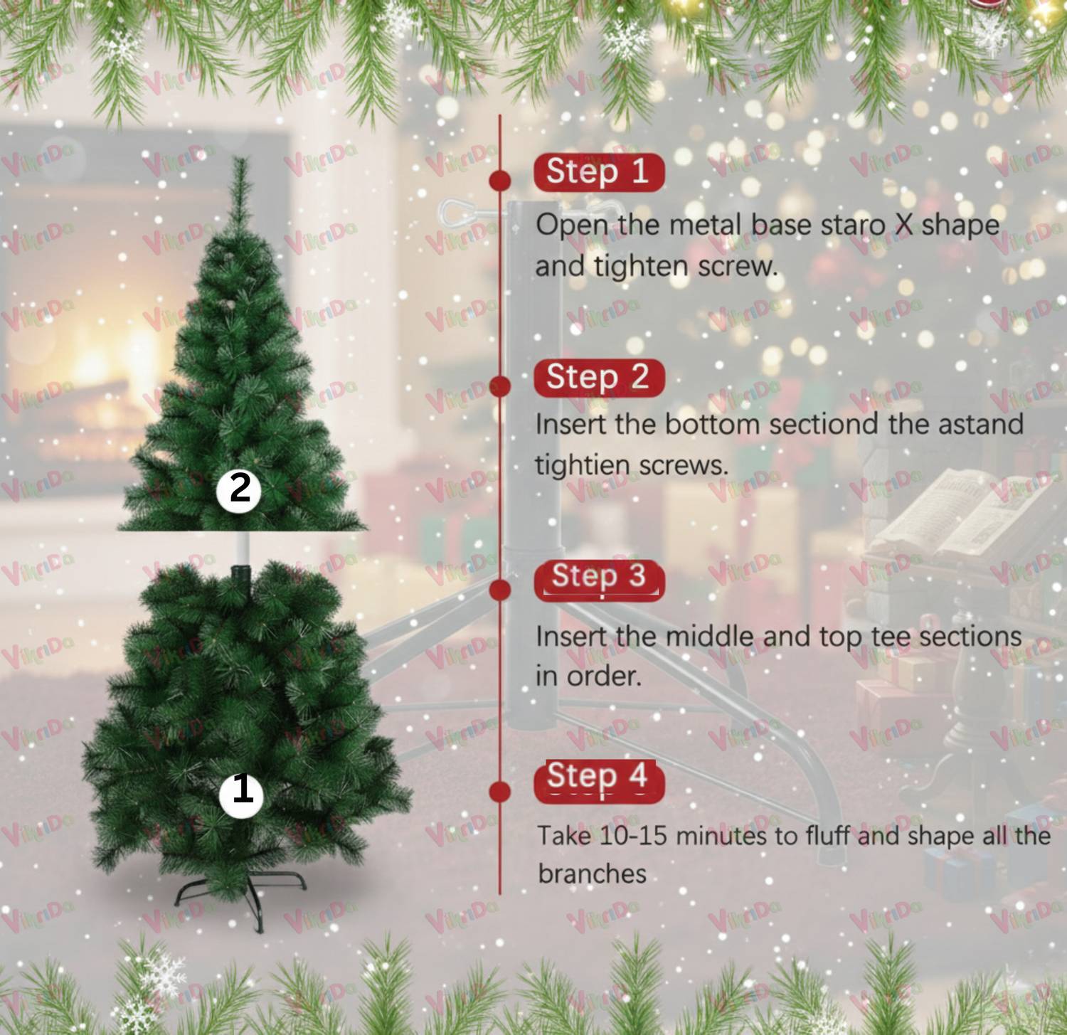 VikriDa Pine 182.88 cm (6.0 ft) Artificial Christmas Tree Price in