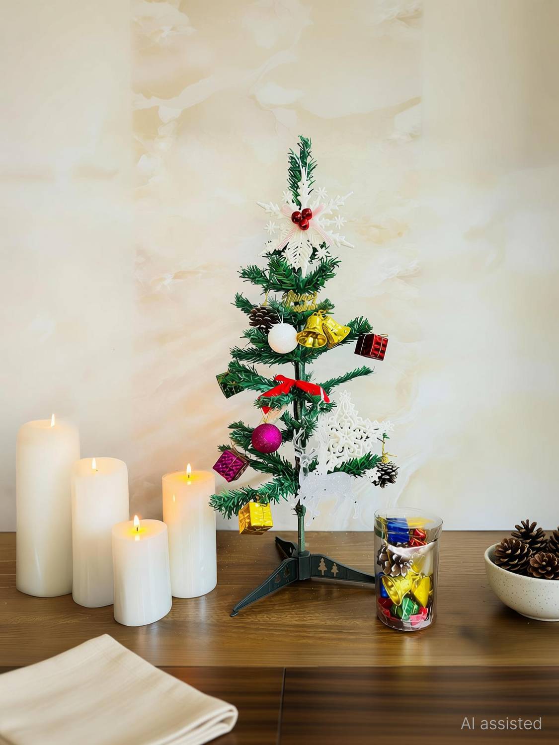Akaar Artificial Christmas Tree 2 Ft with Stand Artificial Plant  with Pot