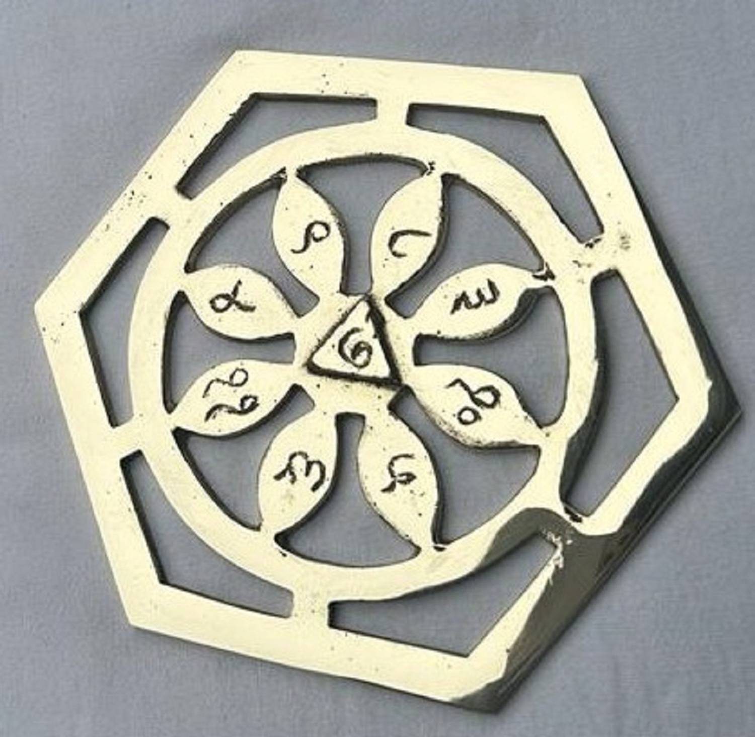 ARUM HANDICRAFT Hexagonal Helix Vastu Samadhan Brass Yantra for Vastu Remedy for Home,Office Brass Yantra