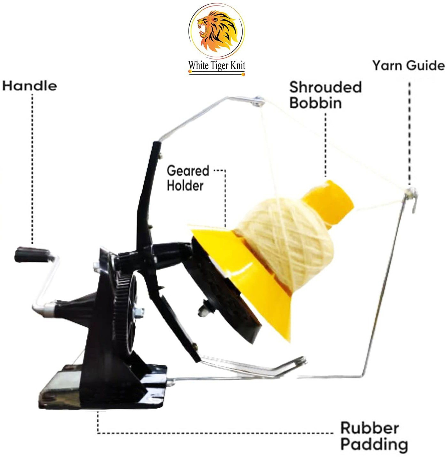 Image of White Tiger Knit Wool Winder Hand Operated Machine for Knitting & Crocheting, Wool Winder Machine Manual Yarn Winder