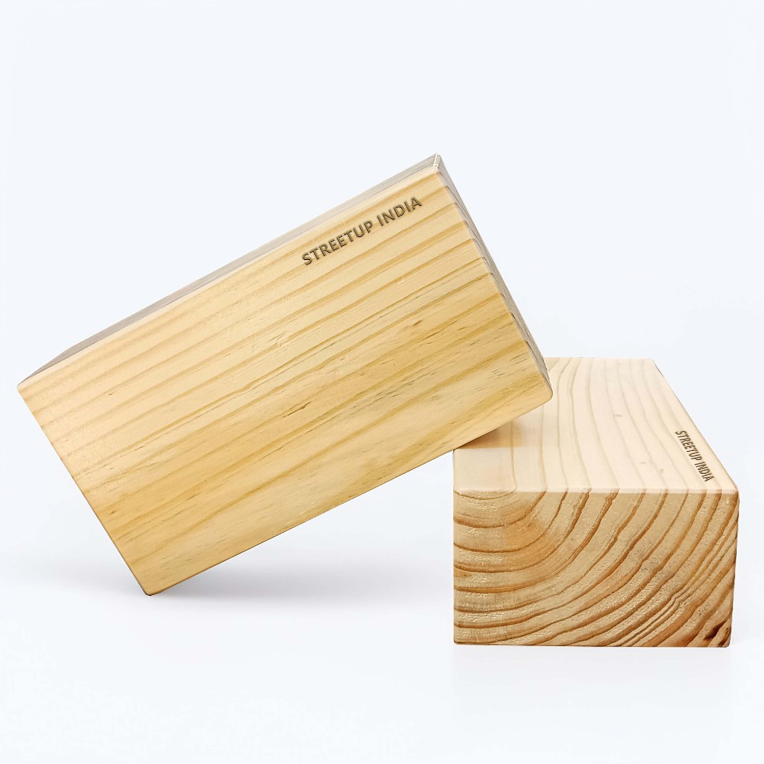 Image of streetup india Wooden Yoga Block With Eco-Freindly Pine Wood| Non-Slip Workout Yoga Blocks