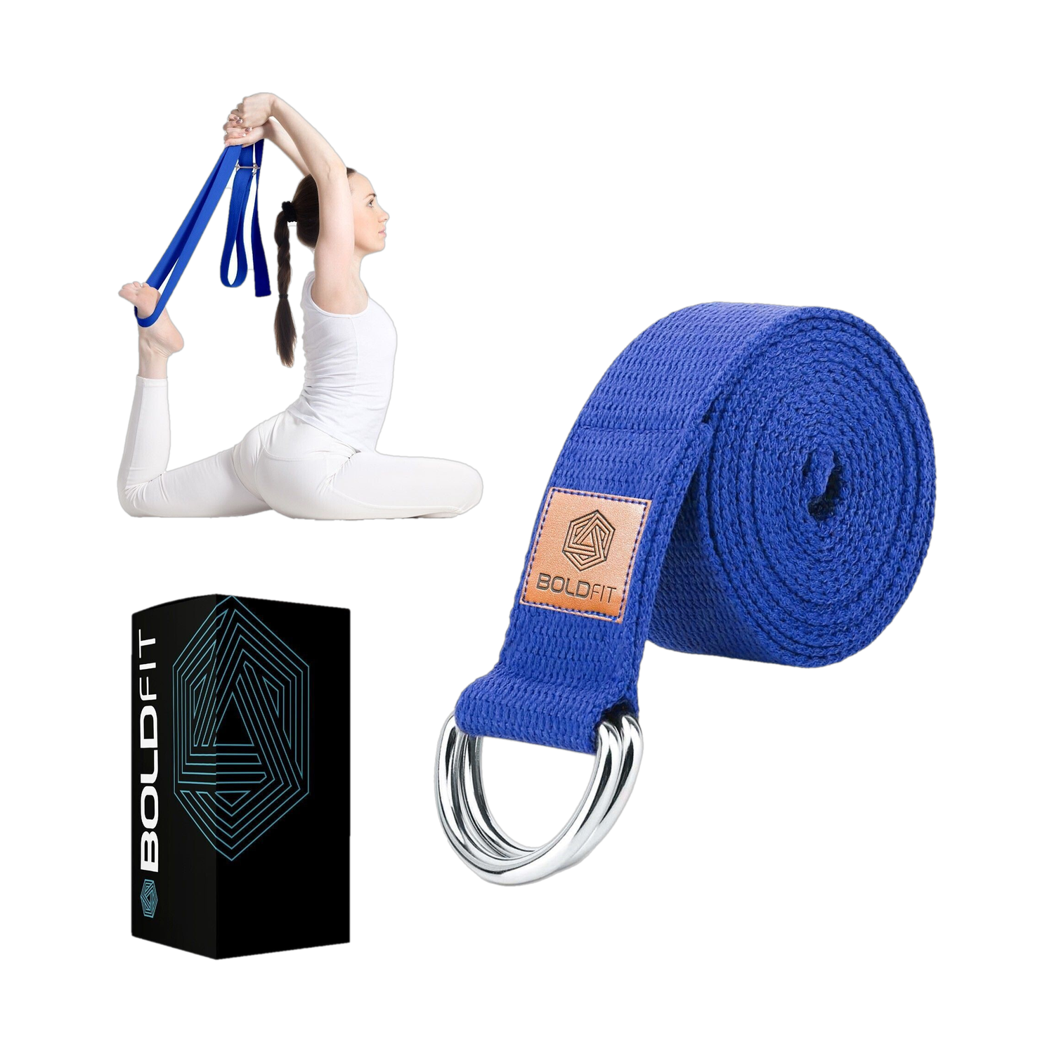 BOLDFIT Yoga Belt For Women & Men For Stretching Yoga Strap For Exercise & Workout Mat Cotton Yoga Strap