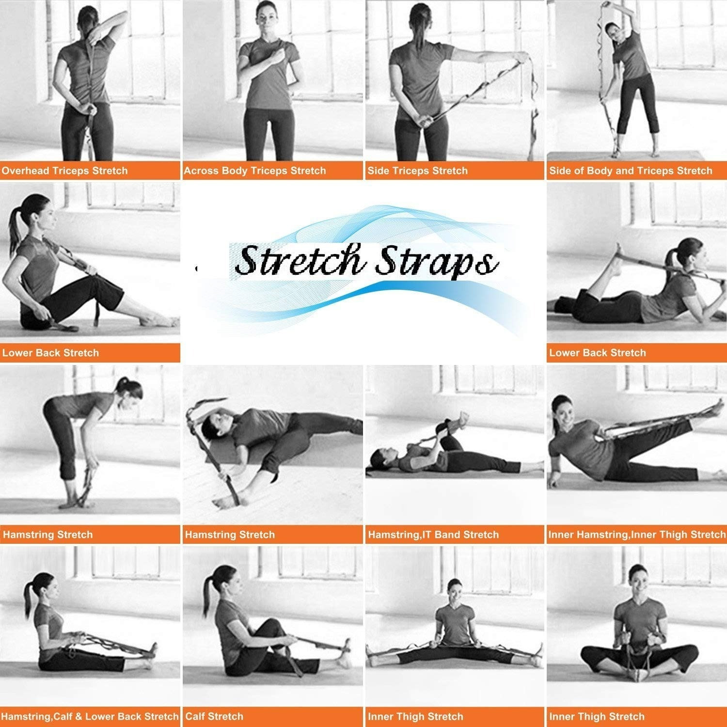 Image of AJRO DEAL Yoga Strap /Belt with 8 loops Extra Safe Adjustable Best for Daily Stretching Cotton, Polyester Yoga Strap