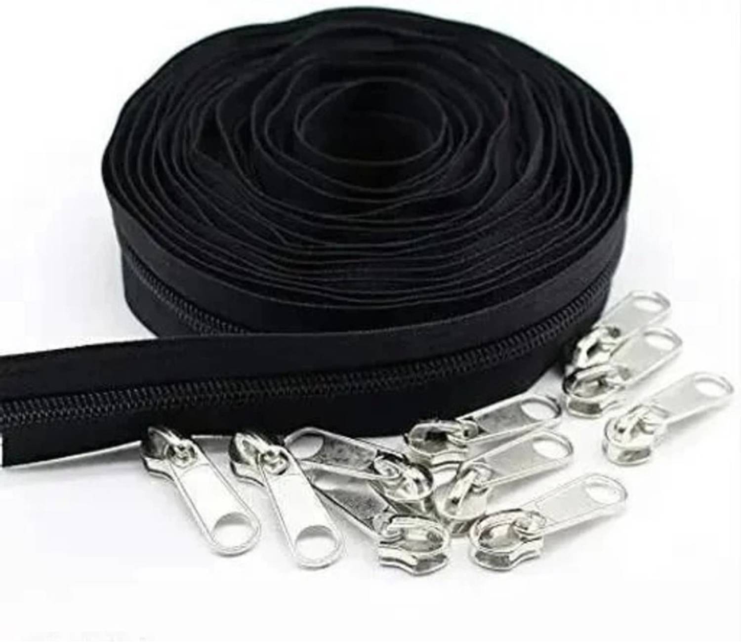 FreshFold 10 METRE BLACK ZIP ROLL AND 15 RUNNER NO.5 Black Nylon Two Way Open-ended Zipper