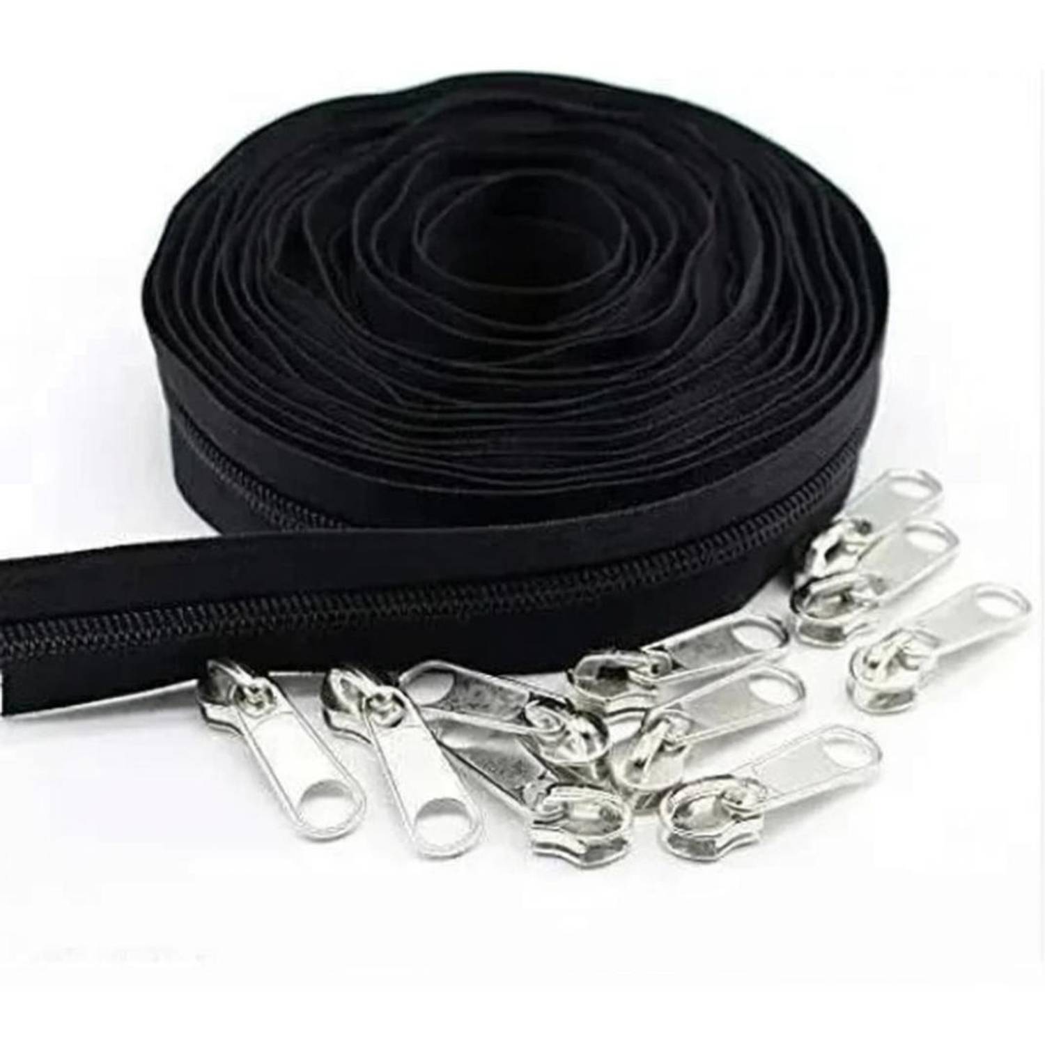 FreshFold 10 METRE BLACK ZIP ROLL AND 15 RUNNER NO.5 Black Nylon Two Way Open-ended Zipper