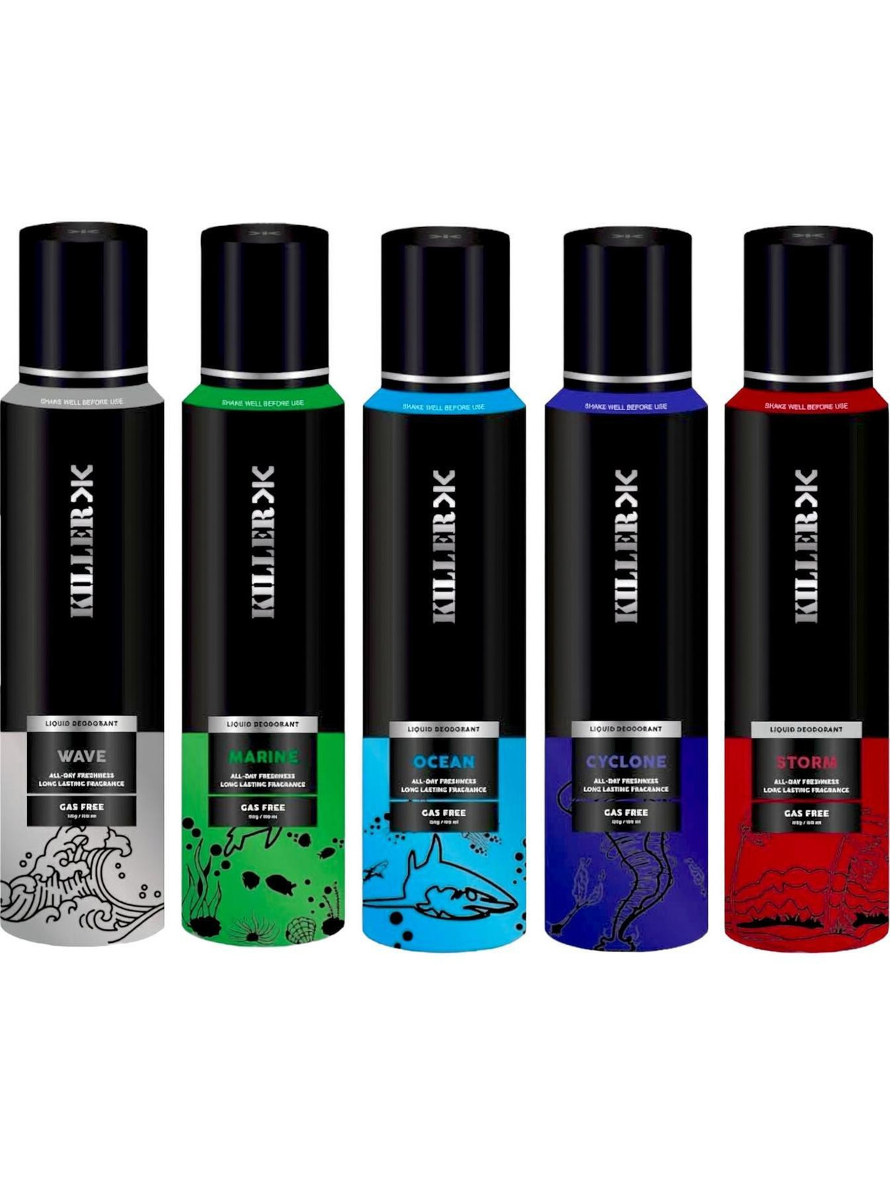 KILLER Wave, Storm, Marine, Cyclone, Ocean No Gas Deodorant Body Spray - For Men & Women - Price in India, Buy KILLER Wave, Storm, Marine, Cyclone, Ocean No Gas