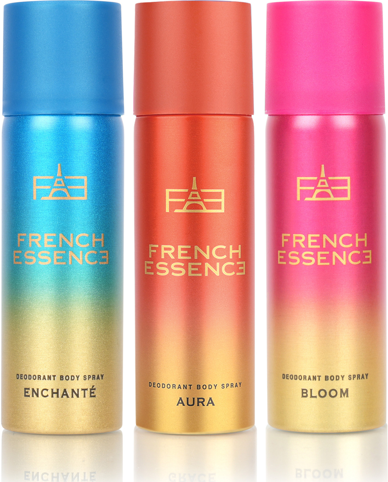 FRENCH ESSENCE Luxury Combo Pack Enchante,Aura & Bloom (50ml Each) Long Lasting Fragrance Deo Deodorant Spray - For Women
