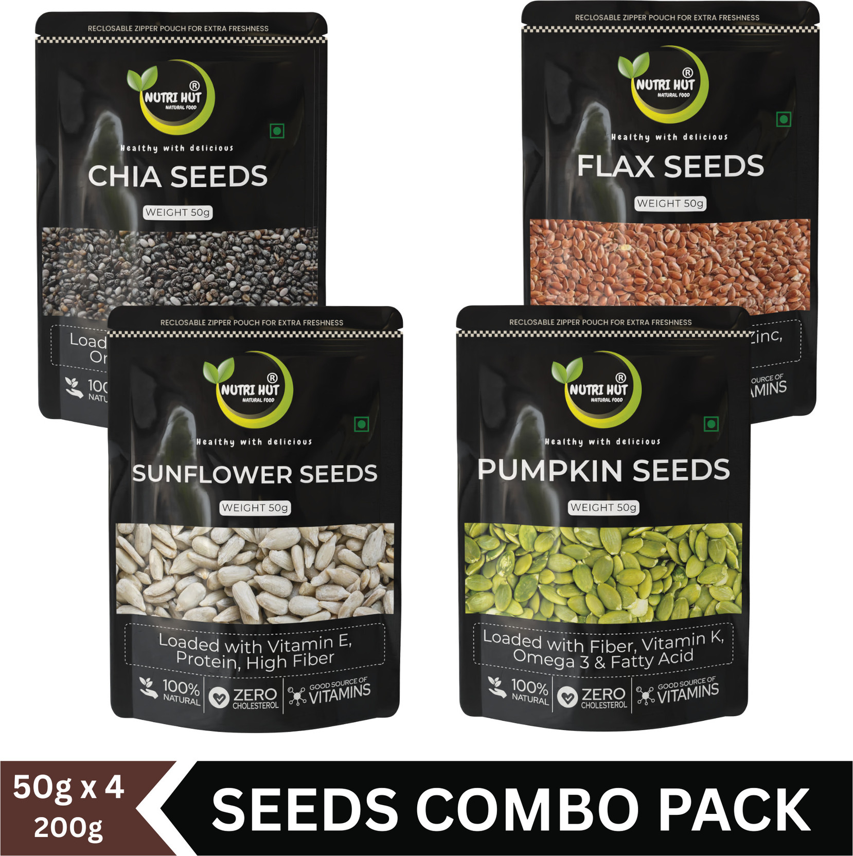 Nutri hut Healthy Super Seeds Combo | Rich in Nutrients