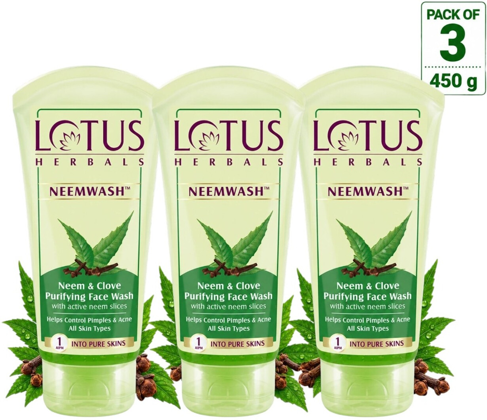 LOTUS HERBALS NEEMWASH Neem & Clove Ultra-Purifying ( Pack of 3 ) ( 150g * 3 ) Face Wash - Price in India, Buy LOTUS HERBALS NEEMWASH Neem & Clove Ultra-Purifyi