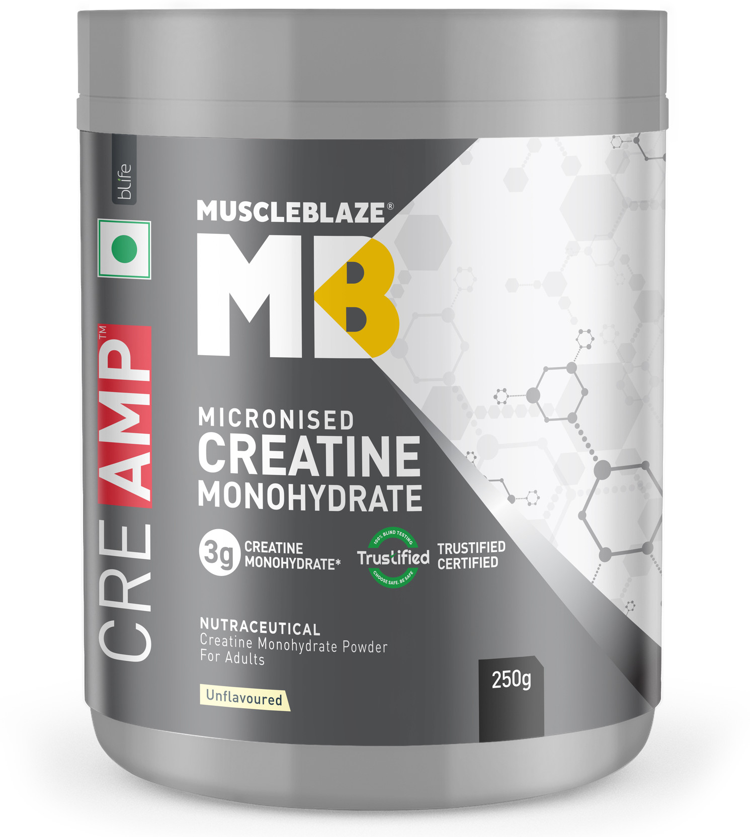 MuscleBlaze Micronised Creatine Monohydrate CreAMP Powder, Trustified Certified Creatine