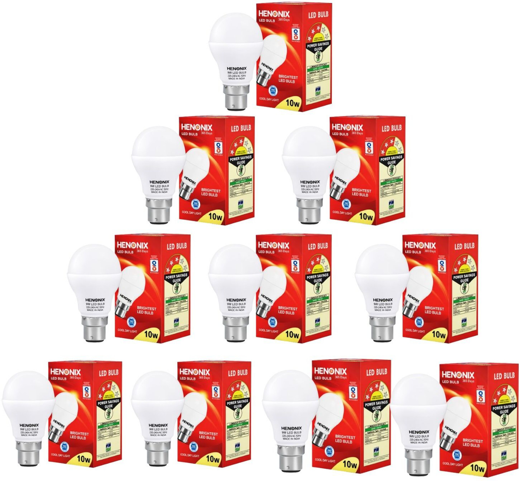 HENONIX 10 W Round B22 LED Bulb