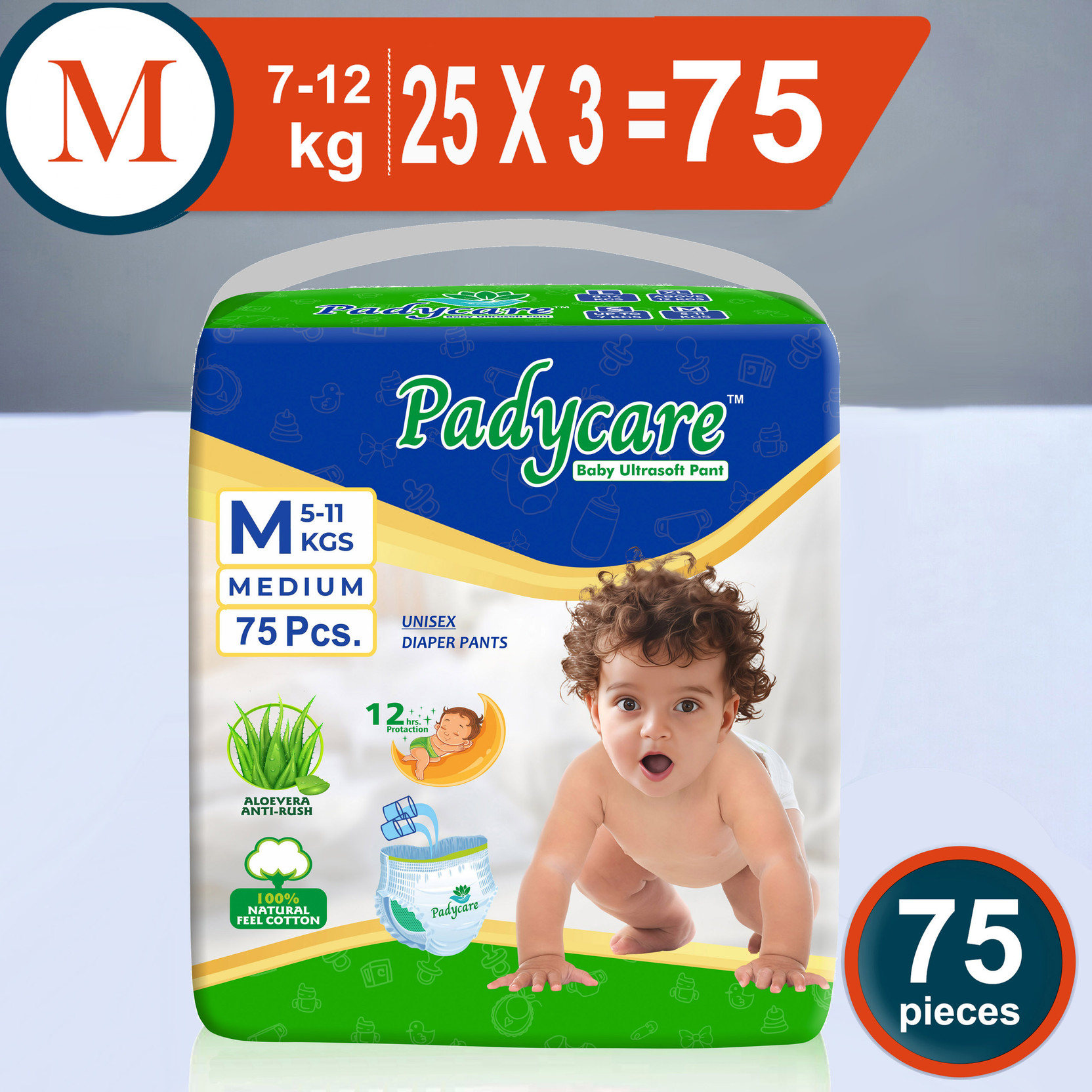 Padycare All round Protection Pants Style Baby Diapers - M
