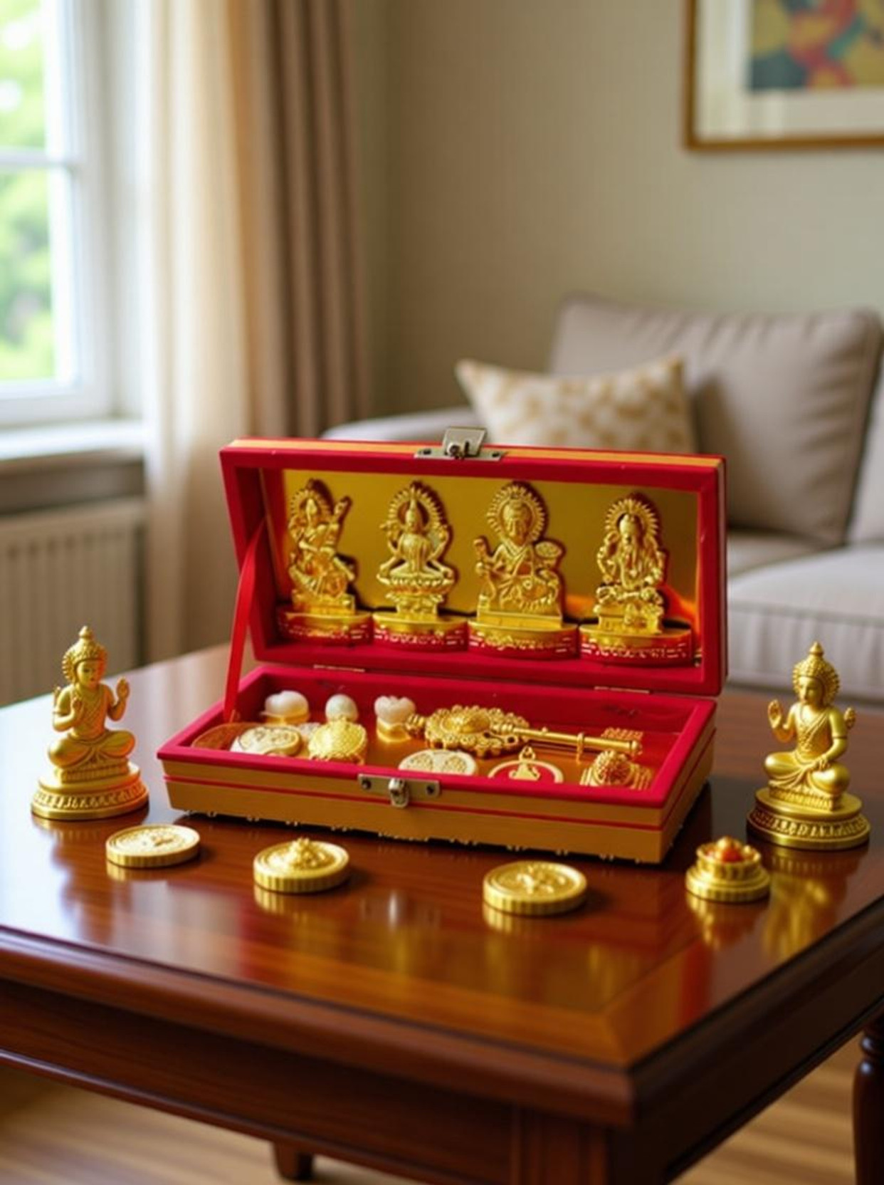 MegaValue Combo Kuber Laxmi Sarswati Ganesh Laxmi Puja Laxmi Ganesh Diwali Puja 3.5 cm Religious Idol & Figurine