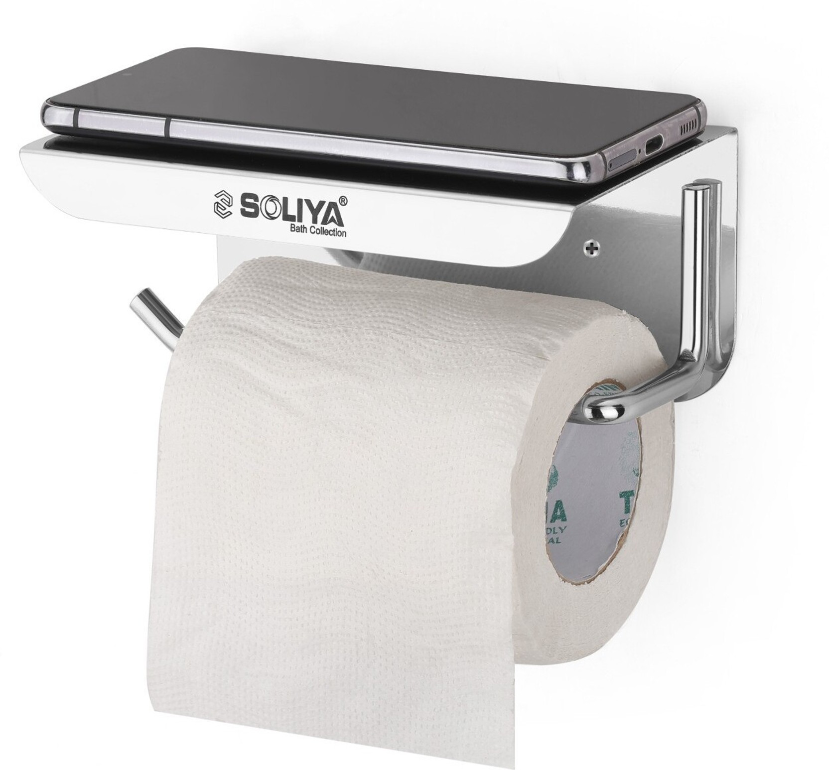 SOLIYA Stainless Steel Toilet Paper Holder with Mobile Stand For Bathroom Stainless Steel Toilet Paper Holder