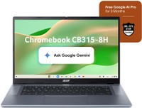 Acer Chromebook MediaTek Kompanio 540 - (4 GB/64 GB EMMC Storage/Chrome OS) CB315-8H Chromebook (15.6 inch, Silver)