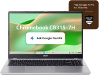 Acer Chromebook Intel Core 3 N355 - (4 GB/128 GB EMMC Storage/Chrome OS) CB315-7H Chromebook (15.6 inch, Silver)