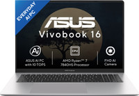 ASUS Vivobook 16 (2026) AMD Ryzen 7 7840HS - (8 GB/512 GB SSD/Windows 11 Home) X1652XA-MB033WS Thin and Light Laptop (16 inch, Cool Silver, 1.75 kg, With MS Office)