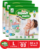 BUMMY PANTS Baby Diaper Pants with Anti-Rash Protection & Up-to 12 Hr Leakage Protection Pant Diapers - L (90 Pieces)