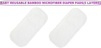 TINNY TOTS Premium Quality 5 Layers Cotton Microfiber Bamboo White Insert Liner Reusable Washable Cotton Diaper Nappy Inserts for Baby Cloth Diapers, 5 Layer White Inserts Liners Natures Cloth Diaper Liner For Toddlers/Infant