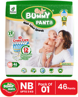 BUMMY PANTS Baby Diaper Pants with 3x Fast Absorption | Anti-Rash Protection | 12-Hr Dryness Pant Diapers - New Born (46 Pieces)