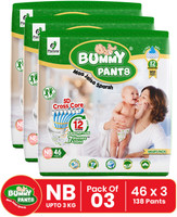 BUMMY PANTS Baby Diaper Pants with Rash Protection and 3x Faster Absorption Technology Pant Diapers - New Born (138 Pieces)