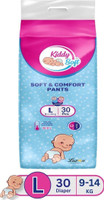 KiddySoft Baby Diaper Pant Style| 5 Layer All Night Leakage Protection & Quick Absorbency Pant Diapers - L (30 Pieces)
