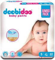 Doobidoo BabyPants Small Size Rash Free Soft Diapers Anti-Leak Highly Absorbent 4-8Kg Pant Diapers - S (60 Pieces)