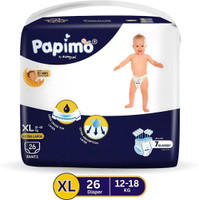 Papimo pants Baby Diaper | 10hr Protection & Extra Absorption | Ultra-Soft | 12-18 kgs | PK-1 Pant Diapers - XL (26 Pieces)