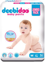 Doobidoo BabyPants Medium Size Rash Free Soft Diapers Anti-Leak Highly Absorbent 7-12Kg Pant Diapers - M (56 Pieces)